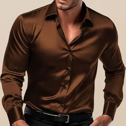 INDOPRIMO Men Solid Spread Collar Satin Formal Shirt-picture-13