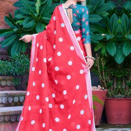 Anouk Rustic Polka Dot Printed Linen Blend Saree image 2