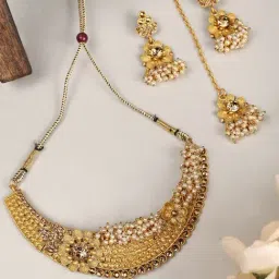 Anikas Creation Designer Gold Plated Traditional Jewellery Set-image-94
