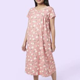 YU by Pantaloons Pink Cotton Floral Print Nighty-picture-29