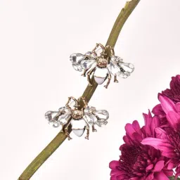 Joker & Witch White & Golden Vacation Vibe Blaze Bee Studded Stud Earrings-picture-46