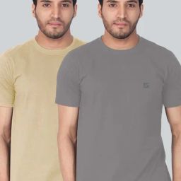 Lux Nitro Beige & Grey Regular Fit T-Shirt Pack of - 2-image-11