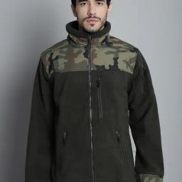 Mountmiller Olive Green Regular Fit Printed Jackets-image-82