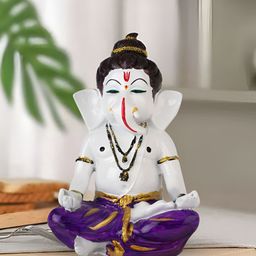 Aura White & Purple Ganesha Religious Idol Showpiece-image-24