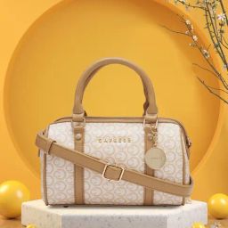 Caprese Callie Beige Faux Leather Printed Handbag-image-96