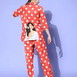 Bannos Swagger Women Red Geometric Joyful Retreat Night Suit-image-5