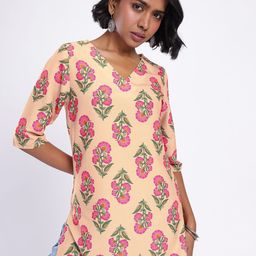 Anouk Rustic V-Neck Indie Floral Printed Straight Kurta-image-6