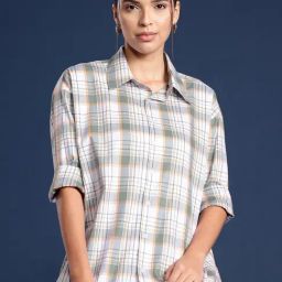 Hancock White & Green Cotton Checks Shirt-image-49