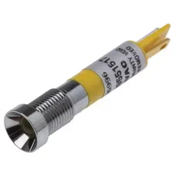 RS PRO Yellow Panel Mount Indicator 24V AC, Mounting Hole Size 8 mm, Termination Type Solder Tab, Model No 206996-18