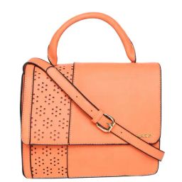 Sugarush Mekong Orange Cut Work Large Handbag-image-4