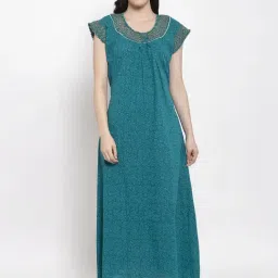 Secret Wish Turquoise Printed Nighty-picture-31