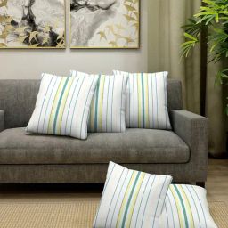 Klotthe White & Green Cotton Cushion Covers - Set of 5-image-96