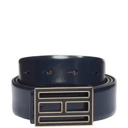 TOMMY HILFIGER Sewanee Navy & Tan Leather Solid Reversible Belt For Men-image-87