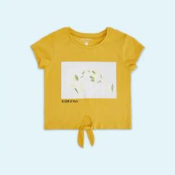 Pantaloons Junior Mustard Cotton Printed T-Shirt-image-48