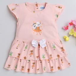 Bumzee Kids Peach Printed Frock-image-37
