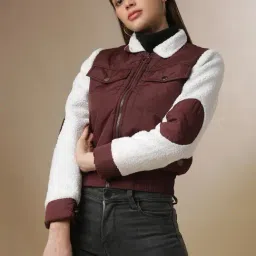 Campus Sutra Brown Regular Fit Jacket-image-63