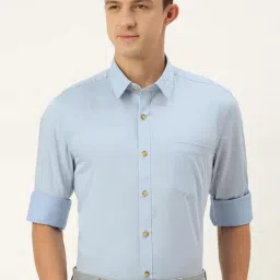 Burnt Umber Light Blue Slim Fit Shirt-picture-19