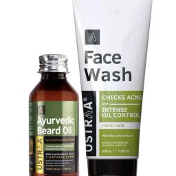 Ustraa Ayurvedic Beard Growth Oil & Face Wash Oily Skin Combo-image-74