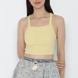 American Eagle Outfitters Yellow Slim Fit Crop Top-picture-21