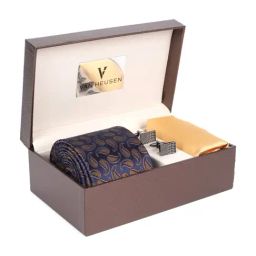 Van Heusen Blue Embroidered Formal Tie with Pocket Square & Cufflink-image-79