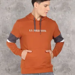 U.S. Polo Assn. Rust Cotton Regular Fit Printed Hooded Sweatshirt-24
