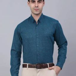 Jainish Teal Regular Fit Shirt-image-86