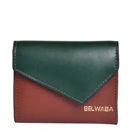 BELWABA Maroon Color Block Tri-Fold Wallet for Women-picture-14