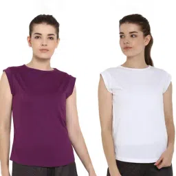 Appulse White & Lilac Cotton T-Shirt - Pack of 2-picture-3