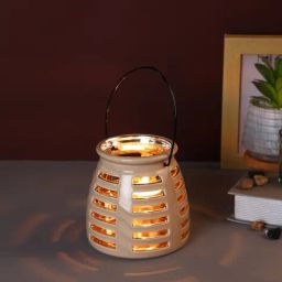 Tayhaa Beige Ceramic Abstract Candle Holder-picture-15