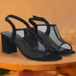 Metro Women's Black Back Strap Sandals-picture-2