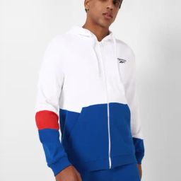 Reebok White Cotton Regular Fit Colour Block Hooded Sweatshirt-15