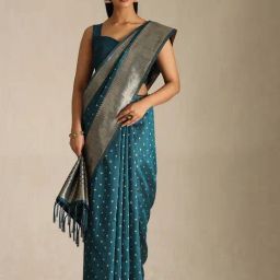 Soch Teal Other Woven Design Saree With Unstitched Blouse-image-21