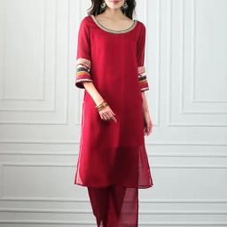 SHAYE Pink Embellished Kurta-image-111
