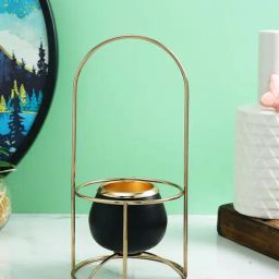 Tayhaa Gold Metal Abstract Candle Holder-11
