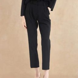 RAREISM Black Cotton Blend Solid Trousers-image-84
