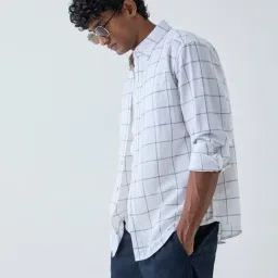 WES Casuals by Westside White Checks Relaxed-Fit Cotton-Blend Shirt-picture-5