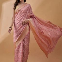 Winza Designer Peach Printed Saree With Unstitched Blouse-picture-18
