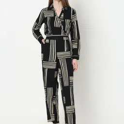 Vero Moda Black & White Cotton Printed High Rise Pants image 4