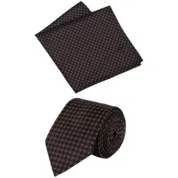 Park Avenue Brown Embroidered Tie with Cufflink and Pocket Square-image-15