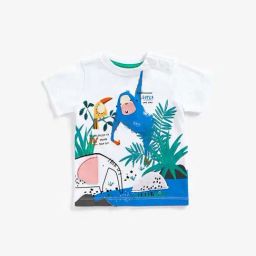 Mothercare Kids White & Blue Printed T-Shirt-image-78