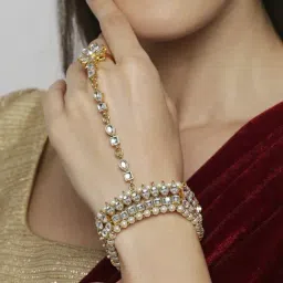 Oomph Kundan & Pearls Ethnic Hand Harness-image-45