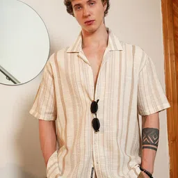Campus Sutra Striped Cotton Casual Shirt-picture-14