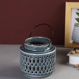 Tayhaa Grey Ceramic Abstract Candle Holder-image-44
