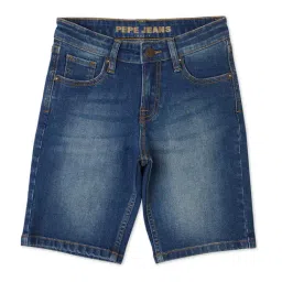 Pepe Jeans Kids Blue Solid Denim Shorts-picture-7