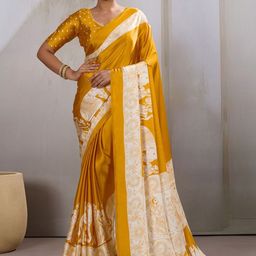Anouk Rustic Ethnic Motifs Satin Banarasi Saree-picture-5