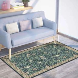 Presto Green & Blue Polyester Washable Carpet-22
