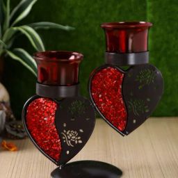 Tayhaa Red Metal Abstract Candle Holder-13