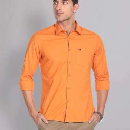 AD by Arvind Orange Slim Fit Shirt-image-65