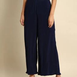 DODO & MOA Blue Relaxed Fit Mid Rise Palazzos-picture-41