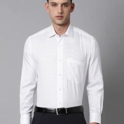 Luxure By Louis Philippe White Cotton Regular Fit Texture Shirt-picture-2